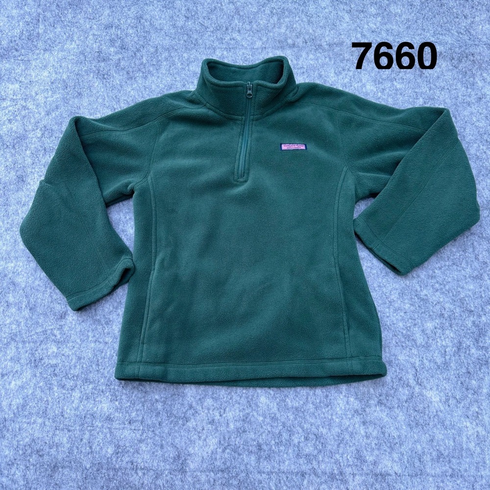 Vineyard Vines Kids Large Green Quarter Zip Fleece Pullover Martha's Vineyard